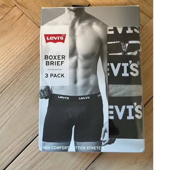 New Levi's Men's Boxer Brief 3 Pack, Black Multi-Color Size XL - Picture 1 of 3